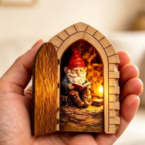 WILLUCK Gỗ Cánh Cửa Thần Tiên Mở Ra Cửa mở được Có đế Cửa Tiên Giáng Sinh Quà tặng Hình dạng vòm Cửa Tiên Trang trí nhà cửa
