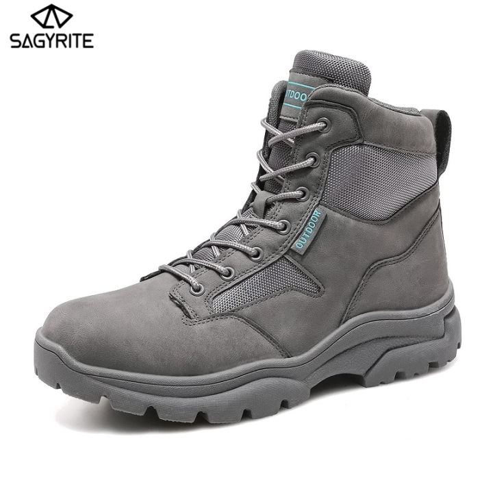 SAGYRITE Men Waterproof Boots Military Leather Boots Special
