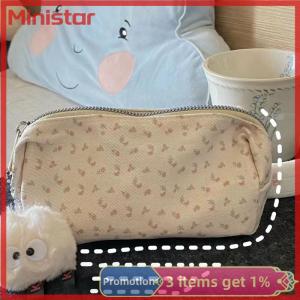 Ministar Cartoon Floral Printing Pen Bag For Women Grils Large Capacity Stationery Bag Pencil Case Multifunctional Stationery Organizer