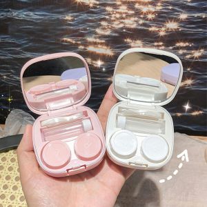 Contact Lens Case Cute Portable Contact Lens Box Kit with Mirror & Remover Tool Contact Lens Container Soak Storage Kit