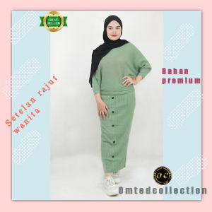 Baju setelan wanita terbaru rajut premium rok dan sweater banyak pilihan warna