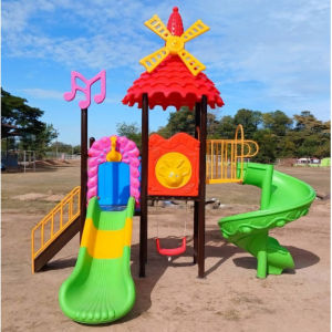 (ไม่รวมจัดส่ง+ติดตั้ง) เครื่องเล่นสนาม สพฐ. สไลเดอร์ ชิงช้า กระดานลื่น ปีนป่าย ม้านั่ง ของเล่น ขนาด 240x330x310 ซม