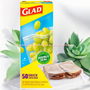 Glad 50 snack Zipper Bags Double Seal Bags Plastik Klip Bungkus Makanan Open Close
