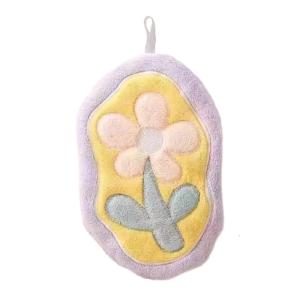 Elegant Flower Hand Towel Quick Absorbing Plush Fabric Hand Cloth with Hanging Loop For Kitchen Bathroom Styling
