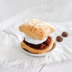 BARK Squeaky Smores Marshmallow Chocolate Food Plush Pet Dog Puppy Cat Soft Tug Toy with Squeaker and Crinkle Sound (2nd restock!)