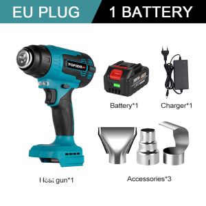 เครื่องปรับอากาศไฟฟ้าไร้สาย2000W 388VF ปรับอุณหภูมิได้ร้อนมือถือชาร์จได้ไร้สายพร้อมหัวฉีด3หัวสำหรับแบตเตอรี่ Makita 18V