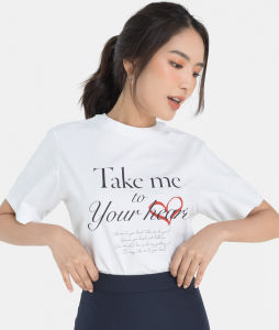 Áo thun nữ thời trang HNOSS form body in chữ "Take to heart". HNATH028