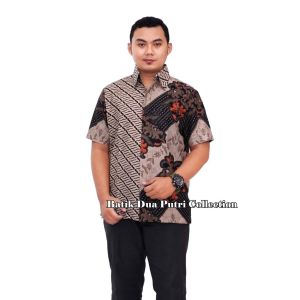 Couple Atasan Batik Wanita Blouse Kemeja batik Pria Lengan Pendek Mamud Pamud By Batik Dua Putri = COKMUD OREN