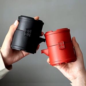 Travel Stoneware Quick Cup Tea Set Wooden Lid Ceramic Travel Portable Teapot Set Teh 粗陶茶壶茶杯旅行套装 YY75