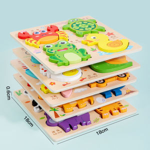oldlaiben Wooden 3D Puzzle Montessori Early Education Enlightenment Cognitive Children Intelligence Toy Mainan Kayu