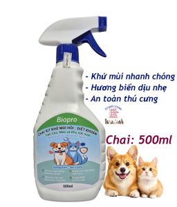 Chai xịt Biopro 500ml khử mùi diệt khuẩn trên Chó Mèo và khu vực nuôi Hương biển dịu nhẹ Khử mùi diệt khuẩn nhanh chóng