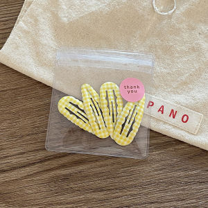 Tooyoo 4Pcs College Style Girl BB Clip Set Cute Student Polka Dot Bangs Clip Fashionable Plaid Hair Clip