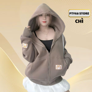 Áo khoác nỉ 4 túi form rộng thêu chữ nón to trùm đầu dây kéo cao tay bo chun xỏ ngón thời trang PTY68 STORE