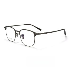 MAOLAZI แว่นตาแฟชั่นไทเทเนียมทรงสี่เหลี่ยมหรูหราใส่สบายกรอบแว่นสายตาที่มีใบสั่งจากแพทย์ย้อนยุคสำหรับ H26008Y ผู้ชายและผู้หญิง