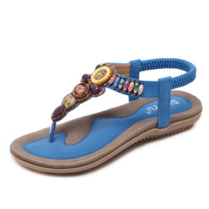 【35-42】New Ethnic Style Retro Beaded Sandals Beach Wear-resistant Flip-flops Non-slip Casual Slippers Womens Shoes