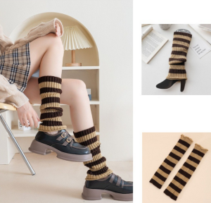Kaos Kaki Betis Kaos Kaki Panjang Striped Pattern Leg Warmers Japanese