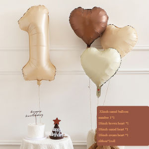 Balloon Set Cream Color Number 32inch 0-9 Digital Foil Helium Balloons Birthday Kids and Adult Party Decoration Wedding Anniversary Decoration Backdrop Photography Props