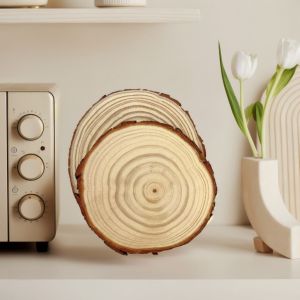 【SG STOCK】Natural Wood Coasters Set - Round Tree Slice Drink Mats Heat Resistant Tableware for Hot Cups，DIY materia