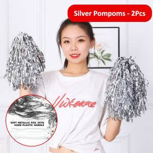 2Pcs Cheerleading Pom Poms For School Sports Festival Gold Silver Red Color Stage Performance Handheld Pompom For Cheering Events Cheering Pompoms Party Supplies