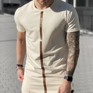 Mens Casual Short-sleeved Fashion Five-point Sleeves Fitness Running Sports T-sleeved Men