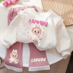 Setelan Labubu Viral Anak Perempuan dan Celana Cutbray Untuk Anak Usia 1-12 Tahun