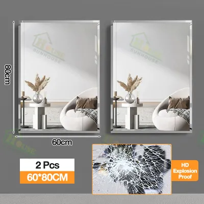 Rectangle Mirror Stick Wall Glass Bathroom Mirror Perforation-free Glass Mirror Half Mirror Wall Hanging Toile