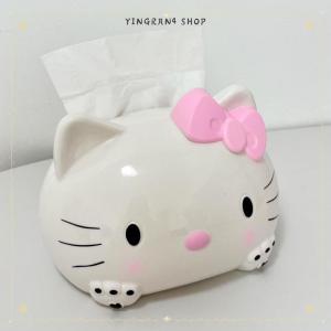 ซื้อ 1 ชิ้นลด 10 บาท กล่องกระดาษชำระสำหรับรถยนต์1ชิ้นกล่องกระดาษทิชชูลายการ์ตูน Hello Kitty น่ารักสร้างสรรค์ห้องนั่งเล่นห้องรับประทานอาหารห้องนอนของขวัญตกแต่ง