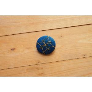 Japanese Fabric Brooch – Indigo Sashiko Embroidery Hijab Pin Gift | by Hozuai Kyoto Direct from Japan