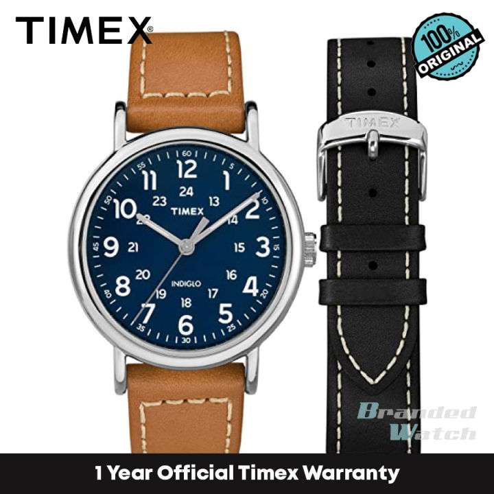 100% Original] Timex TWG019200 Men's Weekender 40mm Tan Strap/Blue