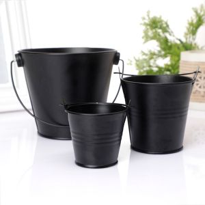 SIRENXI Đồng quê Chậu hoa sắt Thiếc Nghệ thuật sắt Xô nước bằng thiếc Bình đựng Mini Mô hình thùng hoa Cắm hoa
