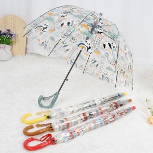 OUTOPEAN Động vật hoạt hình Ô dù hình vòm Trong suốt Móc Cầm Dễ Dàng Ô dù trẻ em Đầy màu sắc Tay cầm chống trượt Ô dù bong bóng Trẻ  biết đi