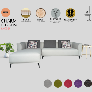 IDEES - CHARM L+L2/R+R2 Seaters Sofa | Water Repellent | Solid Wood | Fully Removable