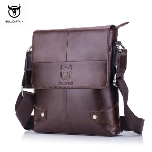 BULLCAPTAIN Cowhide One-Shoulder Messenger Bag Mens Business 9.7-Inch Computer Casual Messenger Mag. Model: DJB-033