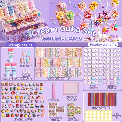 Acrylic Customized Sticker Goo Card DIY Sticker Cream Glue Luxury Girls Full Set Children Toys Hand Account Kids Toys Diy Keychain Guka