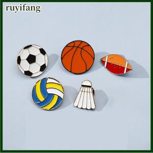 ruyifang เข็มกลัดกีฬาอินเทรนด์สำหรับผู้ชายบาสเก็ตบอลแบดมินตันโต๊ะเทนนิสรักบี้รักบี้ป้ายเคลือบโลหะหัวเข็มขัดโลหะเครื่องประดับผ้ายีนส์สำหรับผู้หญิง