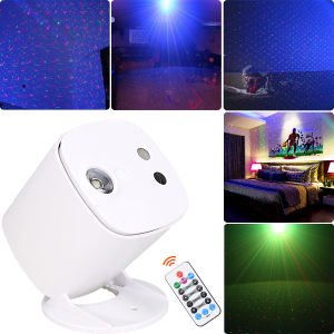 ESHINY B217 R&G Full Stars Projector Light Party Laser DJ Disco 3 Lens RGB LED Remote Bar Dance KTV Room Stage Lighting Effect Mini Lamp USB