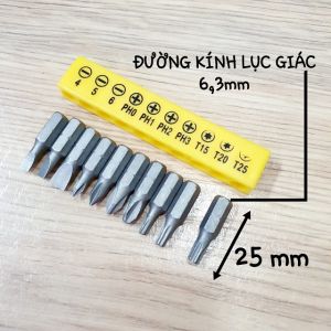 Bộ Dụng Cụ Cờ Lê 1/4 Lục Giác 6.35mm Bộ 9 Đầu Tuýp Lục Giác Ổ Vuông 1/4 Size 5-13mm Bộ 10 Mũi Vít Mini Đa Năng