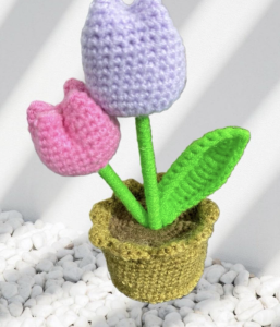 Handmade cotton tulip flower pot