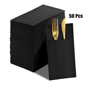 50Pcs Disposable Dinner Napkins Flatware Pocket Wedding Party Banquet Restaurant Dinner Table Decor