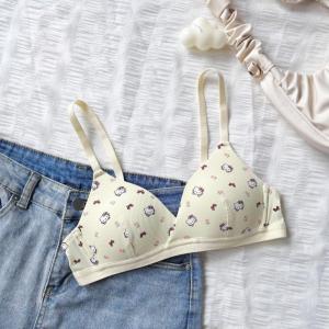 Áo Ngực Nữ Cotton Cao Cấp In Mèo Kitty Xinh Xắn Loại Mỏng Nhẹ  Áo Lót Gân Tăm Không Gọng Mềm Thoáng Mát DLN68 A224