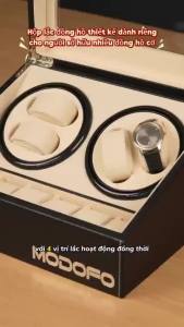 Hộp xoay đồng hồ cơ Hộp đựng đồng hồ 4 Xoay Gỗ + 6 Cố Định Tự động lên cót với chế độ xoay lắc tự động