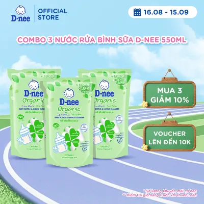 Combo 3 Nước rửa bình sữa D-nee Organic 550 ML