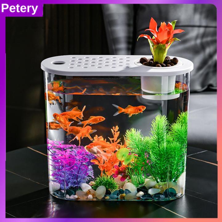 Petery Aquaponic Planter Aquarium Betta Fish Tank Clear Tank Accessories  Decor Plants Growing System Fish Bowl for Goldfish, Office, Home ,Desk,  Garden