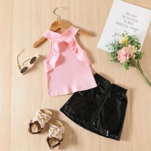 (LOLI-JKT) BS-427 SET ANAK KEREN TANPA LENGAN ROK HITAM SIZE 100-140