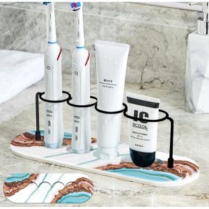 Toothbrush Holder Toothpaste Toothbrushes Storage Home Bathroom Kitchen Water Absorbent Rack Organizing White