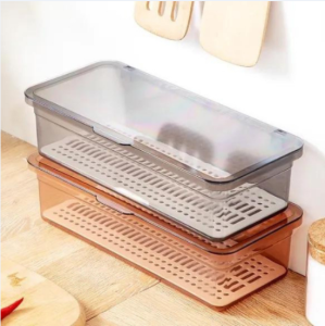 Lavender.thai กล่องเก็บช้อนส้อม แบบใส พร้อมฝาปิด และช่องระบายน้ำ กล่องเก็บของอเนกประสงค์