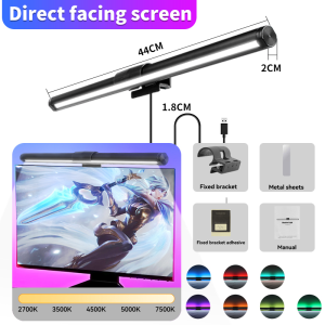 LANGYUE Curved Screen LED Monitor Light Bar USB Powered Direct Screen-facing Computer Display Hanging Lamp Dimmable RGB Eye-Caring Desk Light