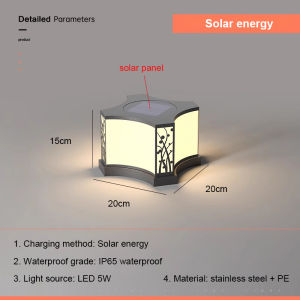 Solar Pillar Lights LED Wall Lamp Solar Energy Super Bright Lighting Outdoor Waterproof Modern Home Decor Villa Door Gate Garden Solar-Powered Lights