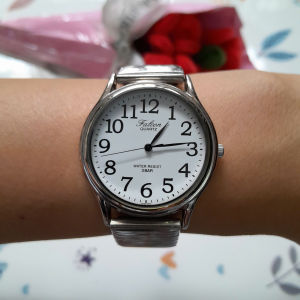 Đồng hồ nữ falcon Q&Q máy vàng dây thép second hand si nhật- đã qua sử dụng