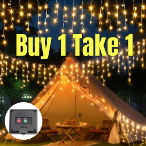 【Buy1 Take 1】6/9/12M Solar Ice Strip Lights Christmas Curtain Lights Fairy Lights 96LED /162LED /227LED String Lights Christmas Lights Garden Lights Decorative String Lights Suitable For Parties Weddings Birthdays Holidays Street Decorations